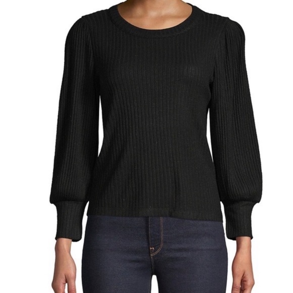 Madewell Tops - Madewell Brushed Rib Pleat Sleeve Top Black Small